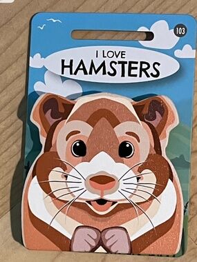 Pet & Critter "I LOVE HAMSTERS" Wooden Bag Clip,Fridge Magnet NWT